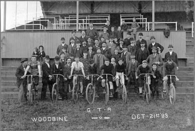 Toronto bike messenger at the track in 1893